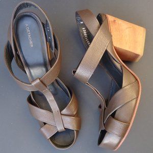 SIZE 8. A Detacher wooden platform heels shoes.